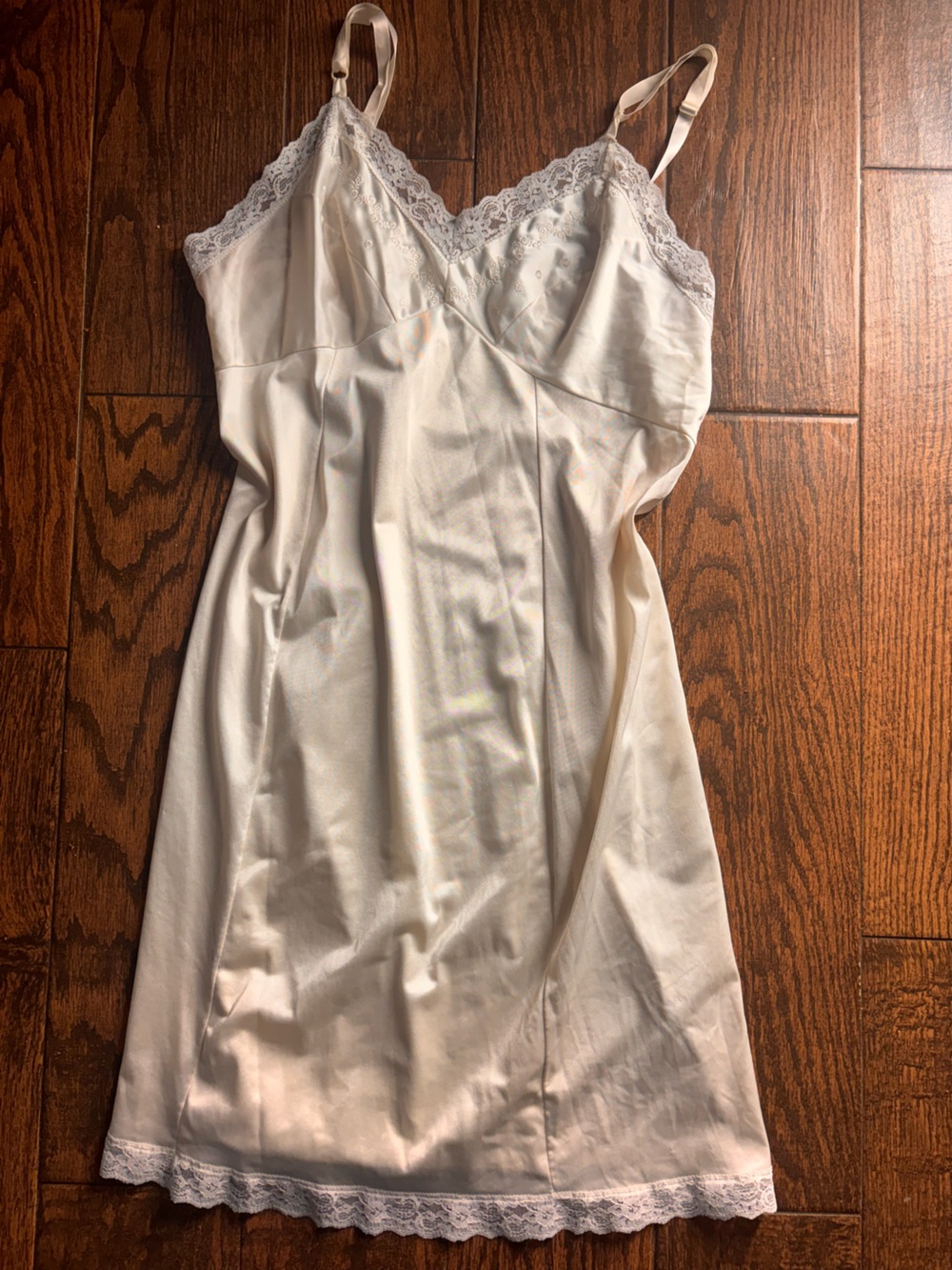 Sears Ivory Lace-Trim Slip Dress